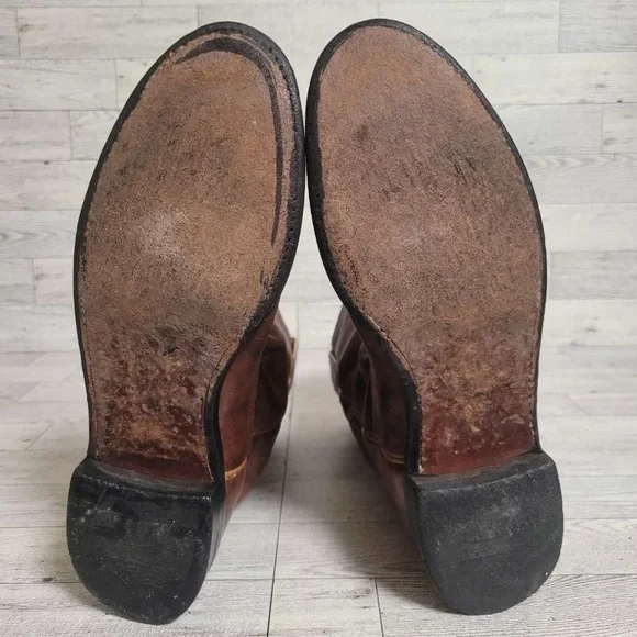 Women’s Justin Brown Marbled Leather Western Rodeo Roper Boots Size 7.5 B - Picture 8 of 9